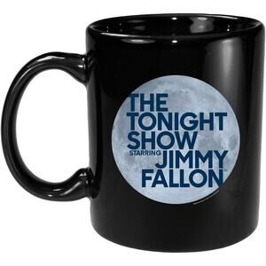 Tonight Show Jimmy Fallon Mug Black Ceramic Moon Logo 2014 NBC NWOT